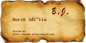 Borik Júlia névjegykártya